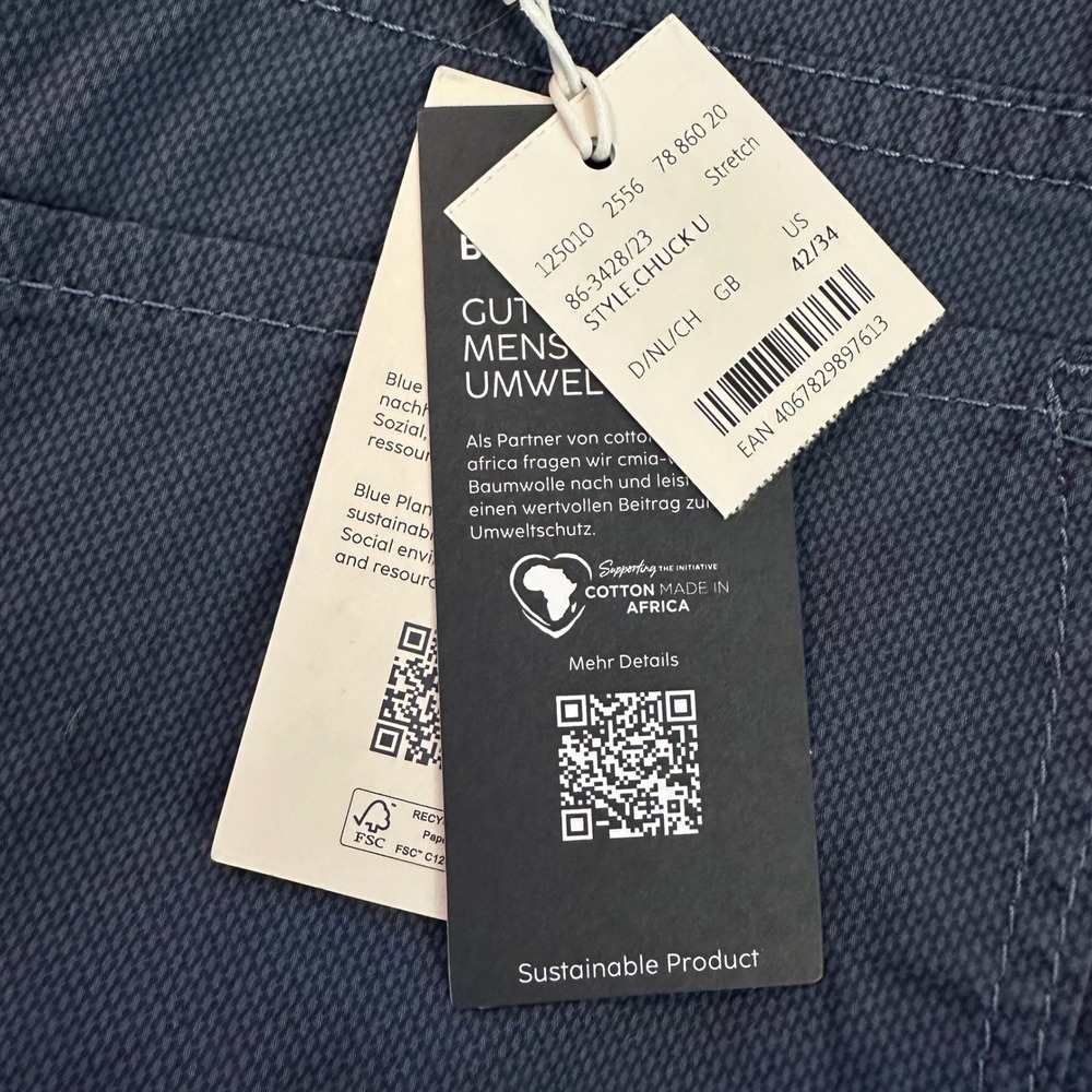 Brax Mens Chuck Modern Fit Ultralight Stretch Pants Navy Blue 42 x 34 NEW - Picture 7 of 10